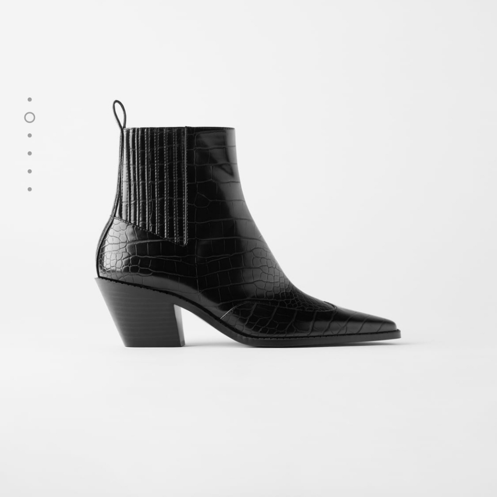 NWOT Zara black heeled ankle boots, 8